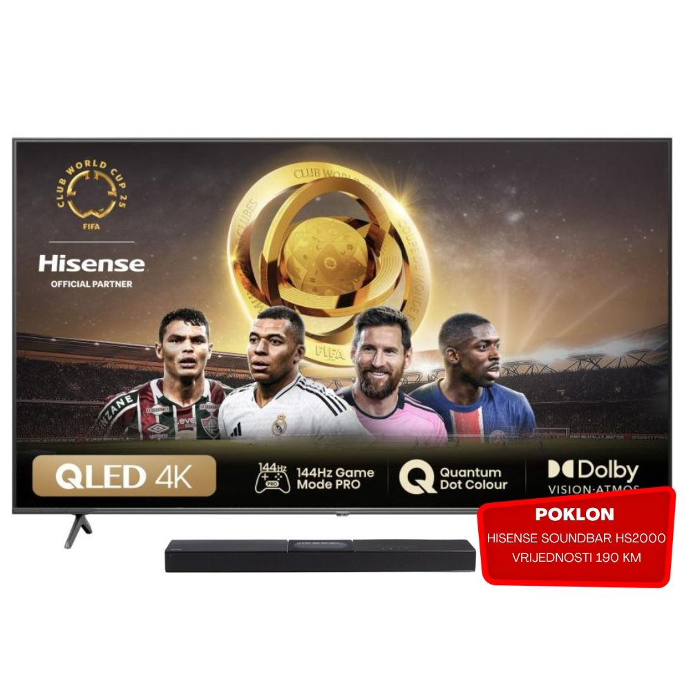 HISENSE televizor 55E7NQ PRO 55" QLED Smart TV + HISENSE soundbar HS2000