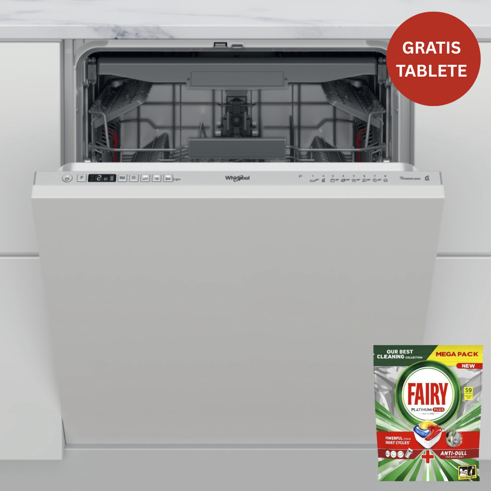 WHIRLPOOL ugradbena mašina za pranje suđa WIC 3C33 PFE + gratis tablete za pranje posuđa