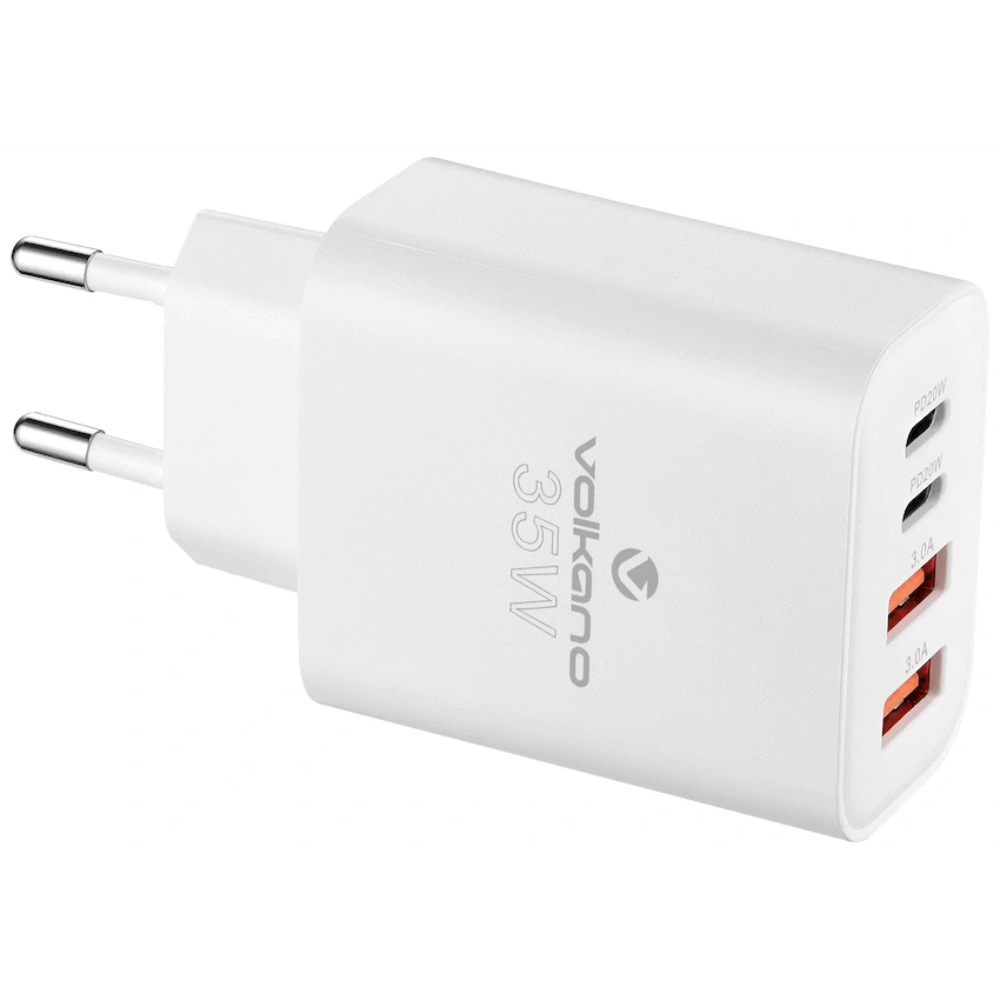VOLKANO adapter Quad Series USB-A n USB-C 3A Bijeli
