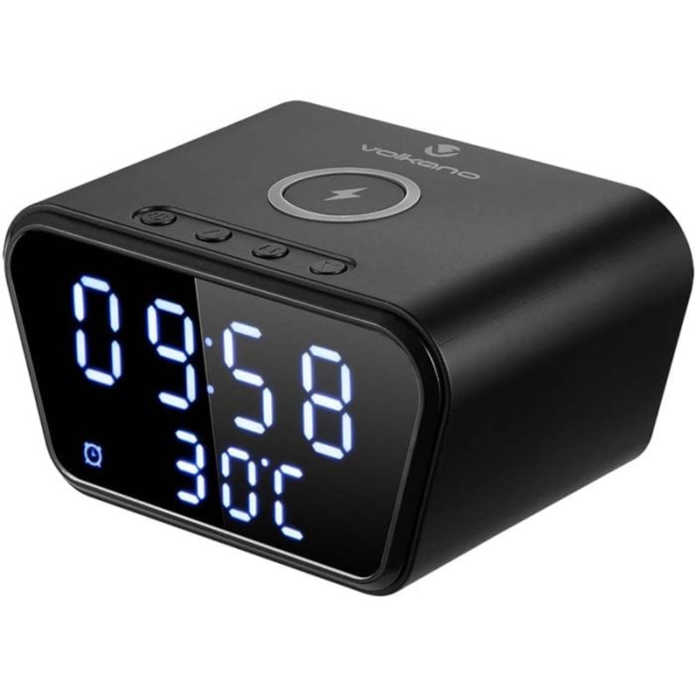 VOLKANO digitalni sat sa alarmom Awake Series w Wireless Charging Crni