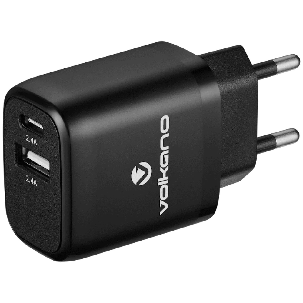 VOLKANO dual adapter USB-A,USB-C Crna