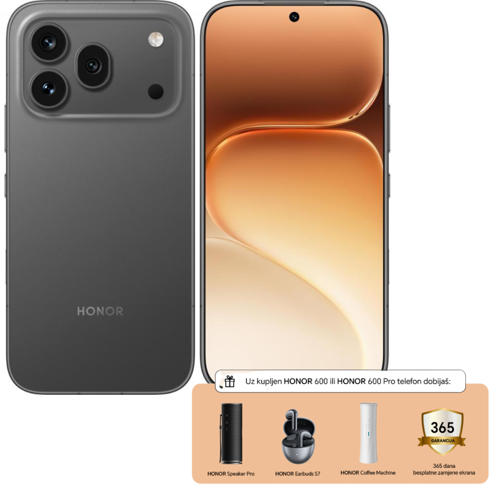 HONOR mobitel 600 Pro 512GB 12GB Crna
