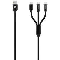 VOLKANO kabal 3u1 Braided 1m USB Crni