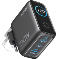 ANKER adapter (100W, 3 Ports, Smart Display) Siva