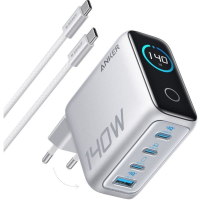 ANKER punjač sa kablom USB-C (140W, 4 Ports, Smart Display) Siva