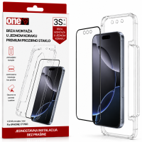 oneS zaštitno staklo sa aplikatorom Black Frame za iPhone 17 Pro