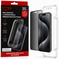 oneS zaštitno staklo sa aplikatorom za iPhone 15 Pro Max Privacy