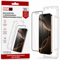 oneS zaštitno staklo sa aplikatorom Black Frame za iPhone 16 Pro