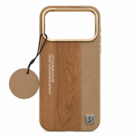 ONES maskica iPhone 17 Pro Max Natural Wood Khaki Leather