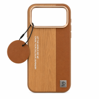 ONES maskica iPhone 17 Pro Max Natural Wood Brown Leather