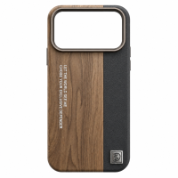 ONES maskica iPhone 17 PRo Natural Wood DarkBrown Leather