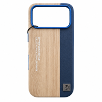 ONES maskica iPhone 17 Pro Light Wood Navy Leather